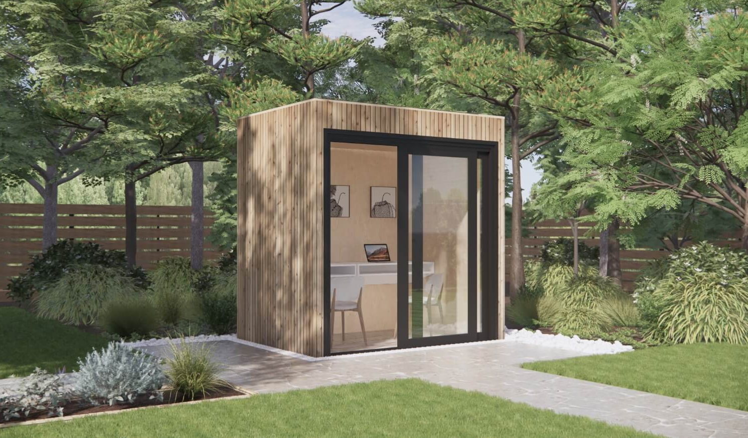 OKO60 customized with Sliding Doors and Natural Thermowood Cladding