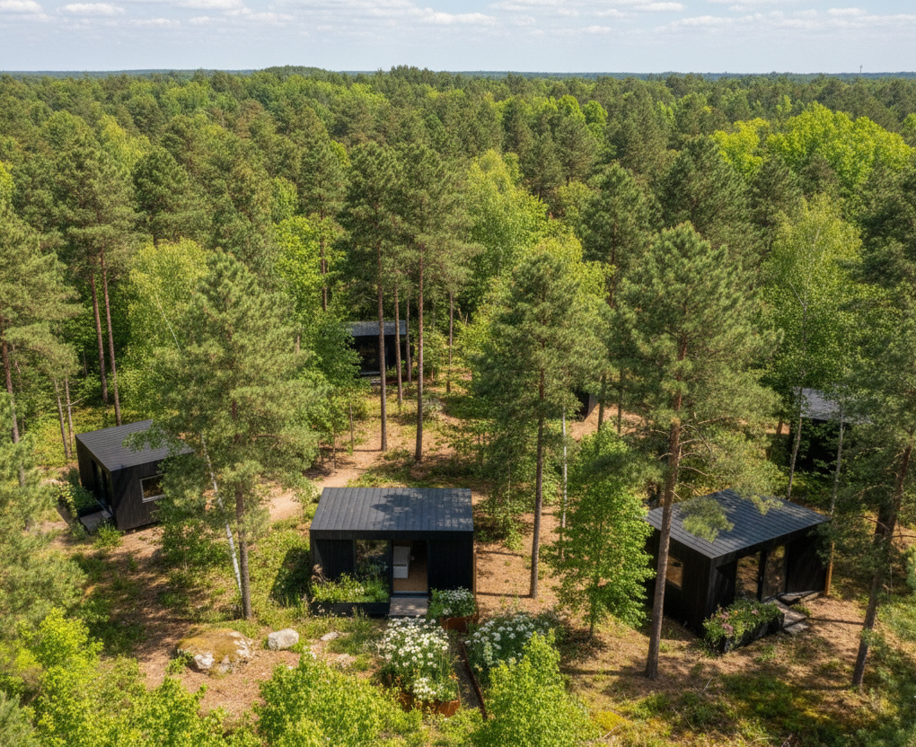 Modular multi-pod workspace being installed on corporate campus site